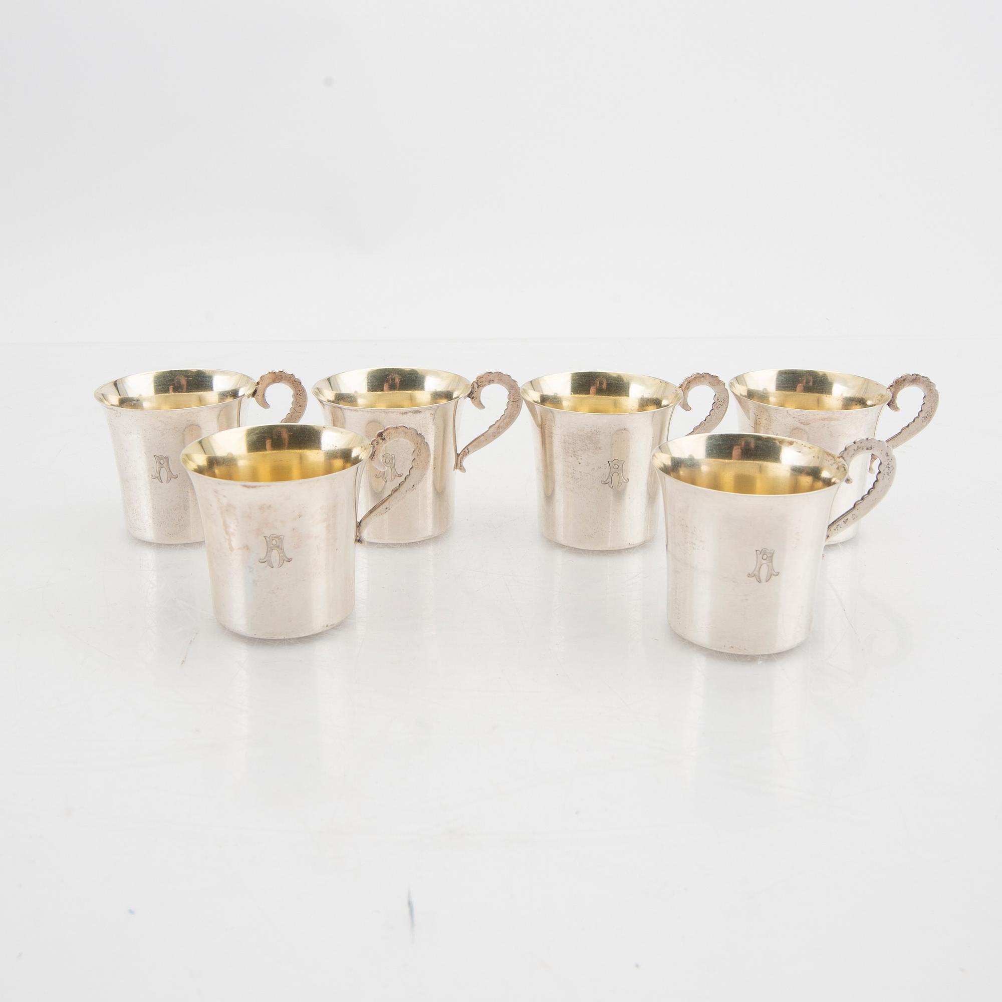 Supkoppar 6+6+1+1 st silver 1900-tal.