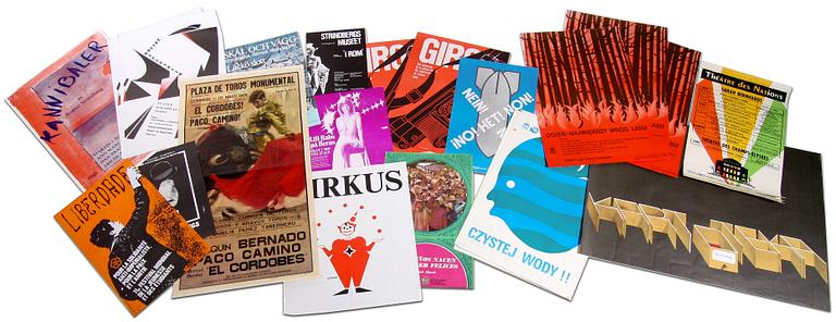 AFFISCHER, 22 st, tryck, diverse motiv, 1930-1970-tal.