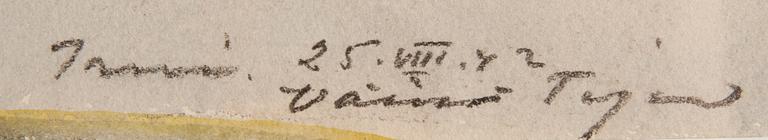 VÄINÖ TIGER, vesiväri, signeerattu ja päivätty Inari 25.VIII.42.