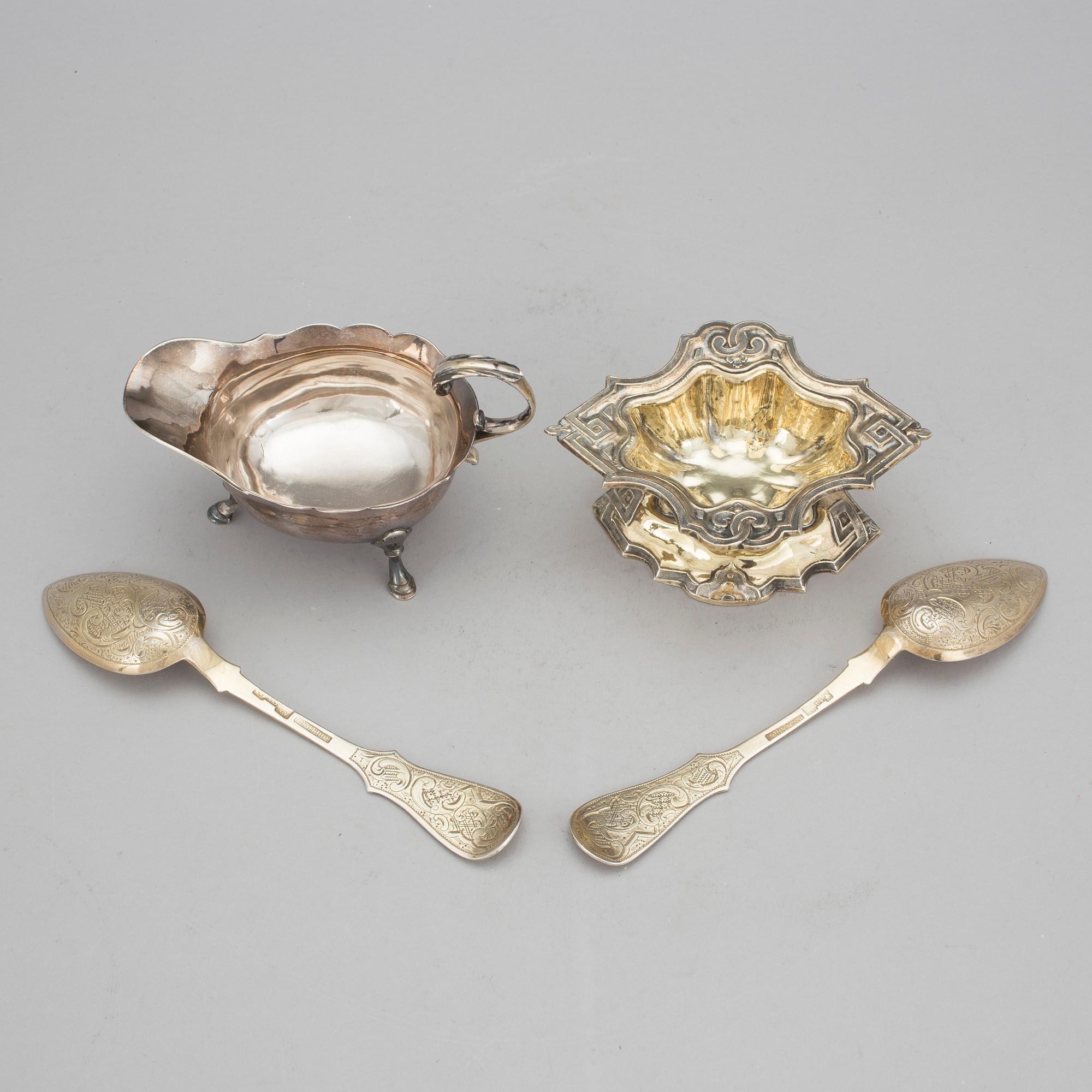 PARTI SILVER, 4 delar. Bl a okänd mästare, Moskva 1856. Vikt ca 232 gram.