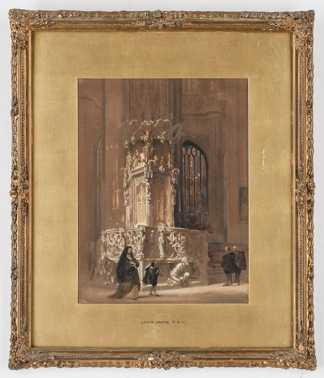 LOUIS HAGHE, blandteknik. Signerad.