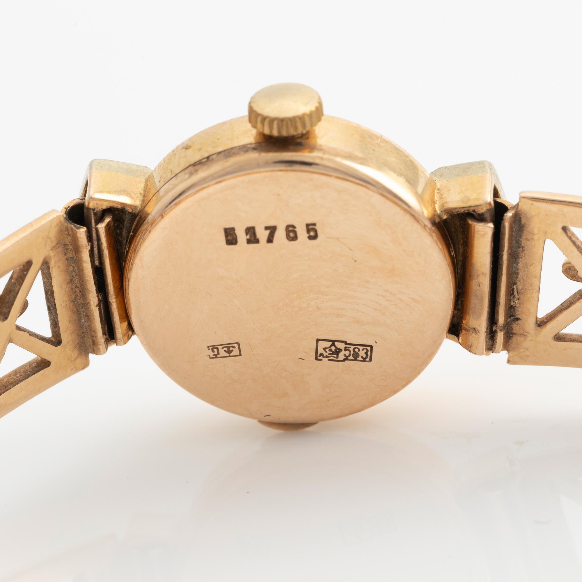 Armbandsur, 14K guld, 18 mm.