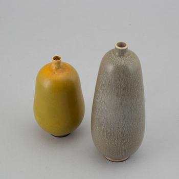 BERNDT FRIBERG, two stoneware vases, signed.