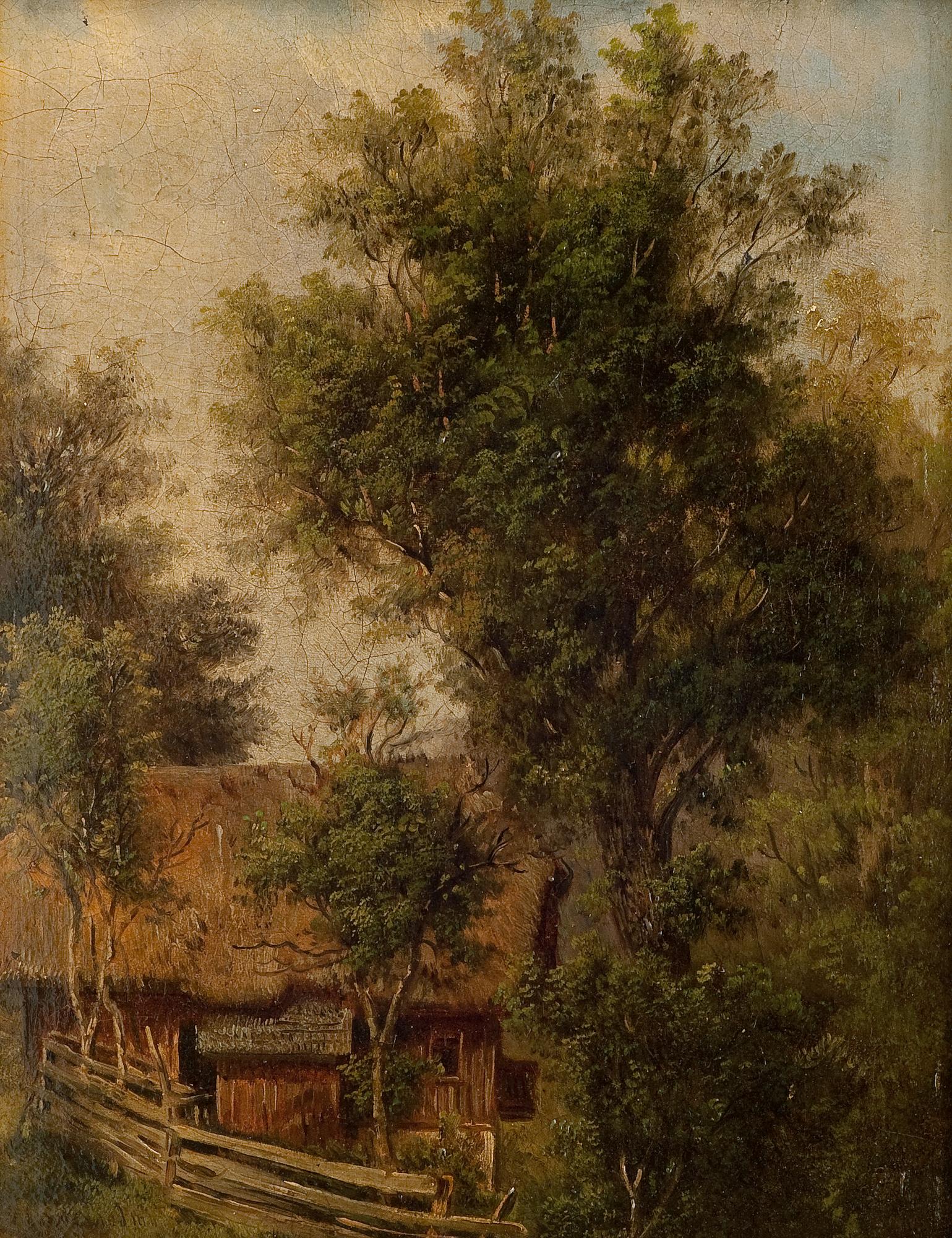 Michail Klodt, SUMMER LANDSCAPE WITH BARN.