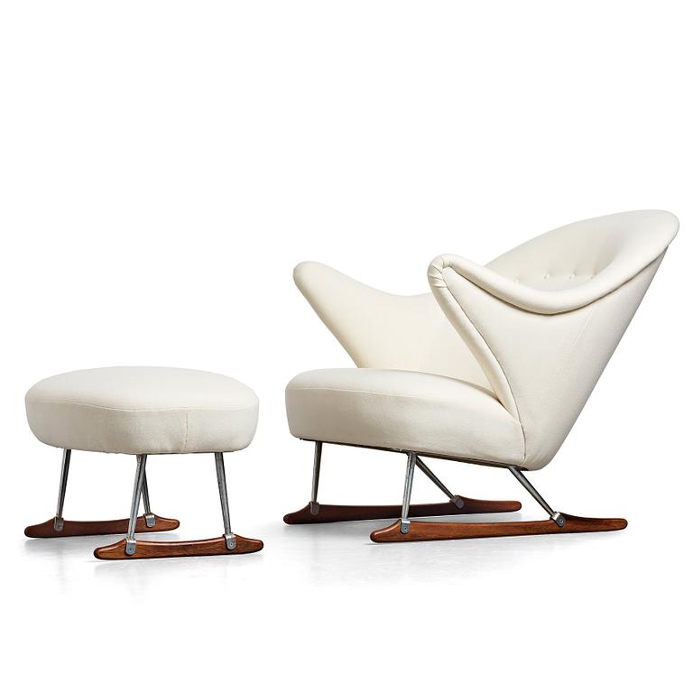 Børge Mogensen, a "model nr 160" easy chair and ottoman by Tage M Christensen & Co, Denmark 1950's.