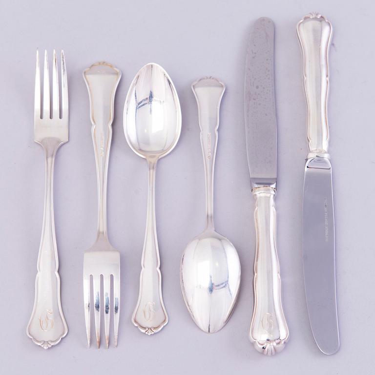 A 98-piece set of 'Chippendale' silver cutlery for Kultakeskus, Hämeenlinna, Finland 1960's.