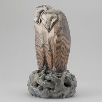 A Royal Copenhagen porcelain figure of two owls, Denmark, 20th Century.