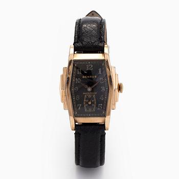 Benrus, wristwatch, 27 x 32 mm, Art Deco, gold-plated, manual winding, circa 1930s.