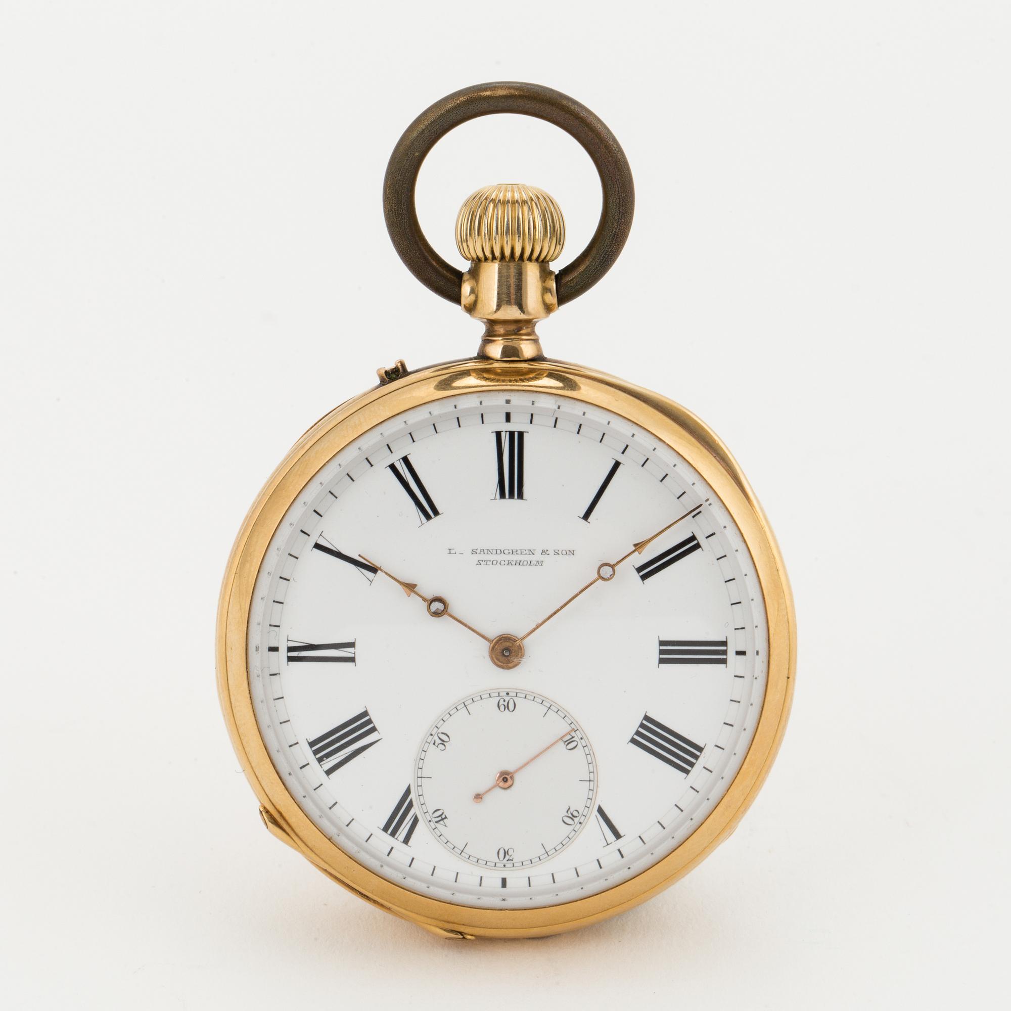 L Sandgren & Son, Stockholm, pocket watch, 46,5 mm.