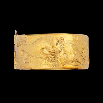 ARMRING, stel, 18k guld. Vikt ca 41 g.