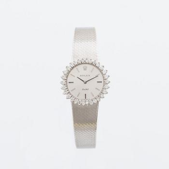 ROLEX, WRISTWATCH, 25 mm, 18K white gold brilliant-cut diamonds approximately 1 ct, bracelet 14K white gold not original.