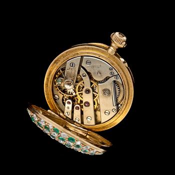 DAMFICKUR, 18k guld med smaragder och diamanter, Golay Fils & Stahl, Genève, Schweiz, 1900-talets början.