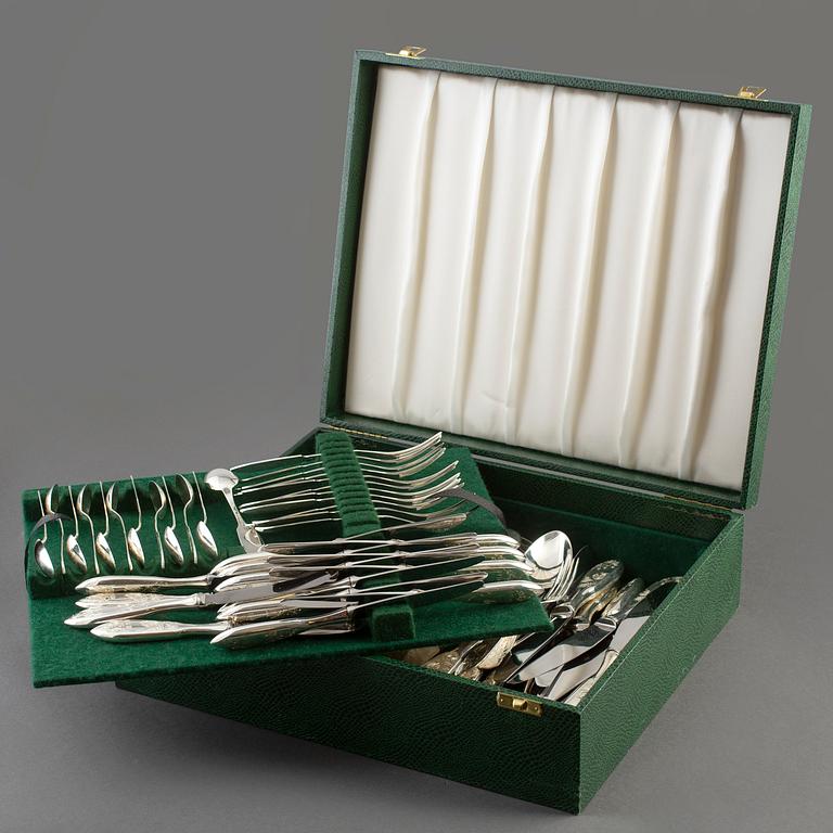 77 psc silver cutlery. Model 'Tornedal', C.O. Persson Ab, Haparanda 1978.