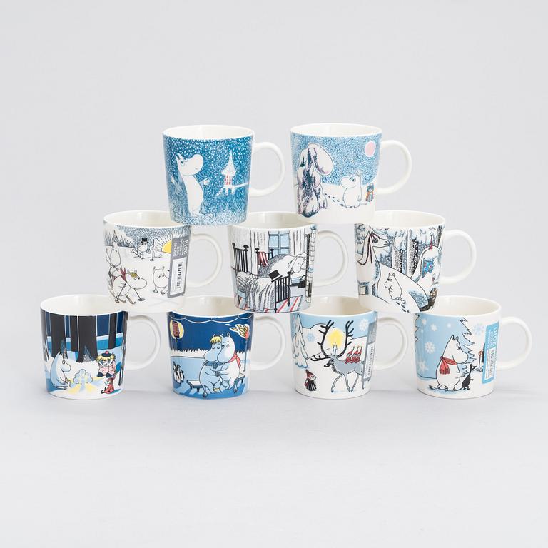 Muminmuggar, 9 st, porslin, Moomin Characters, Arabia.
