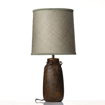 Emy Wahlström, an Art Nouveau patinated bronze table lamp, Hugo Elmqvist, Stockholm, early 1900's.
