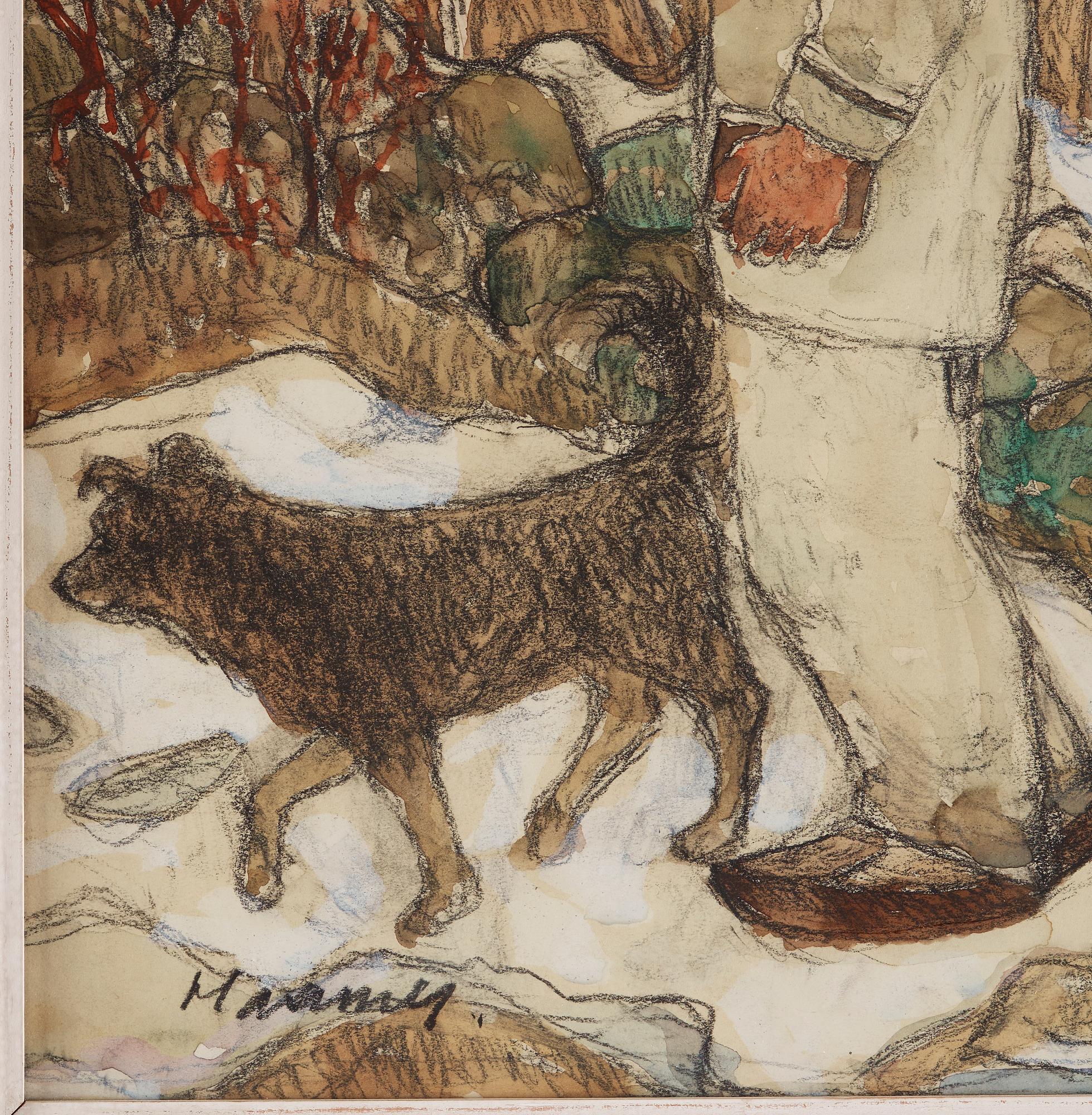 ERIK HAAMER, akvarell med täckvitt, signerad Haamer.