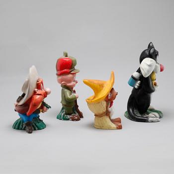LOONEY TUNES, four plastic figurines for Warner Bros., 1992.