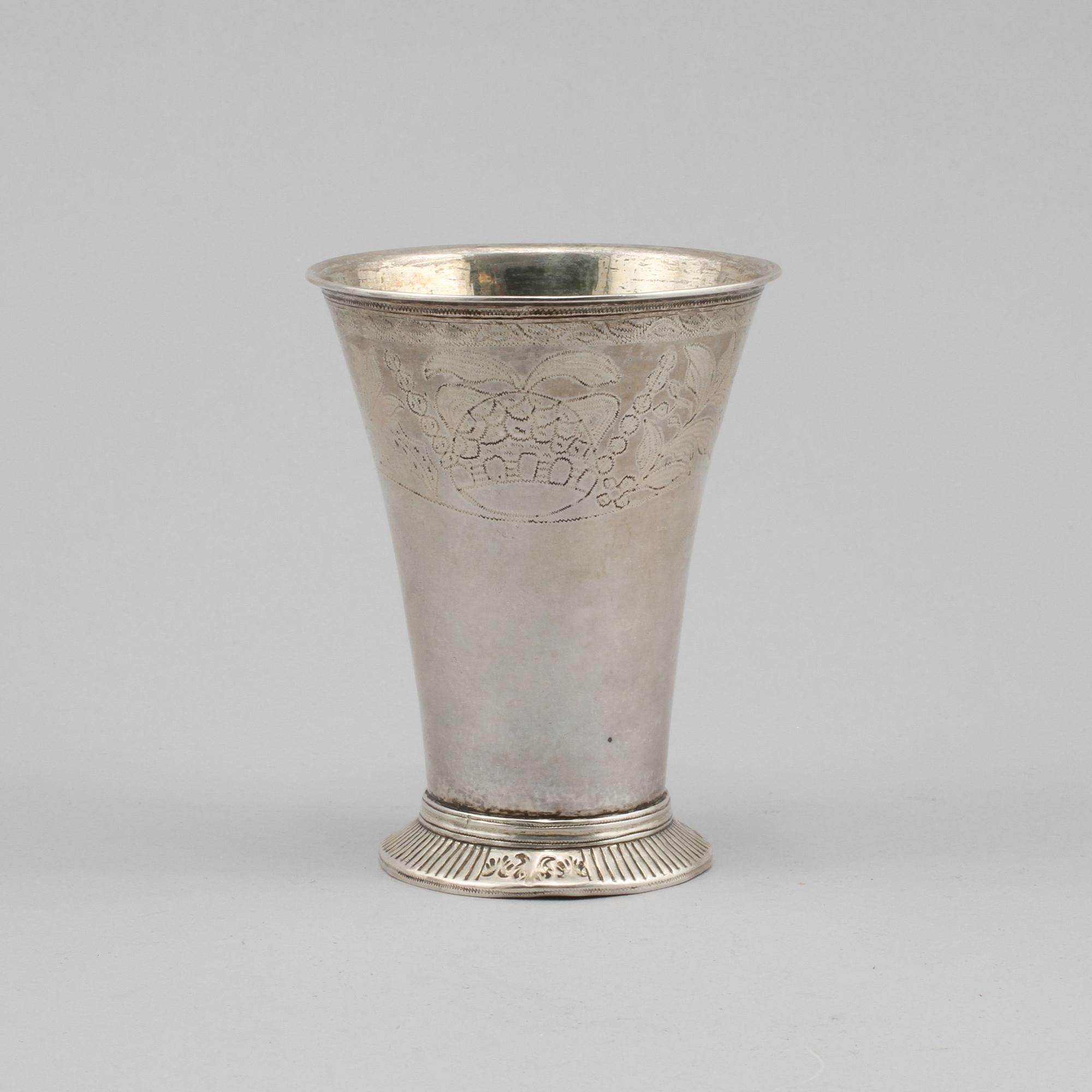 BÄGARE, silver, Lars Öberg, Eskilstuna, 1785, vikt 82 gram.