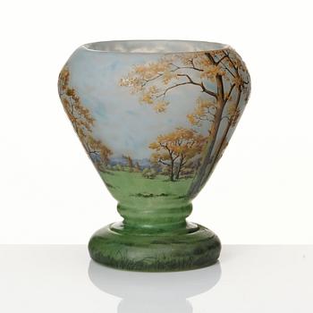 Daum, an Art Nouveau enamel painted cameo glass vase, France.