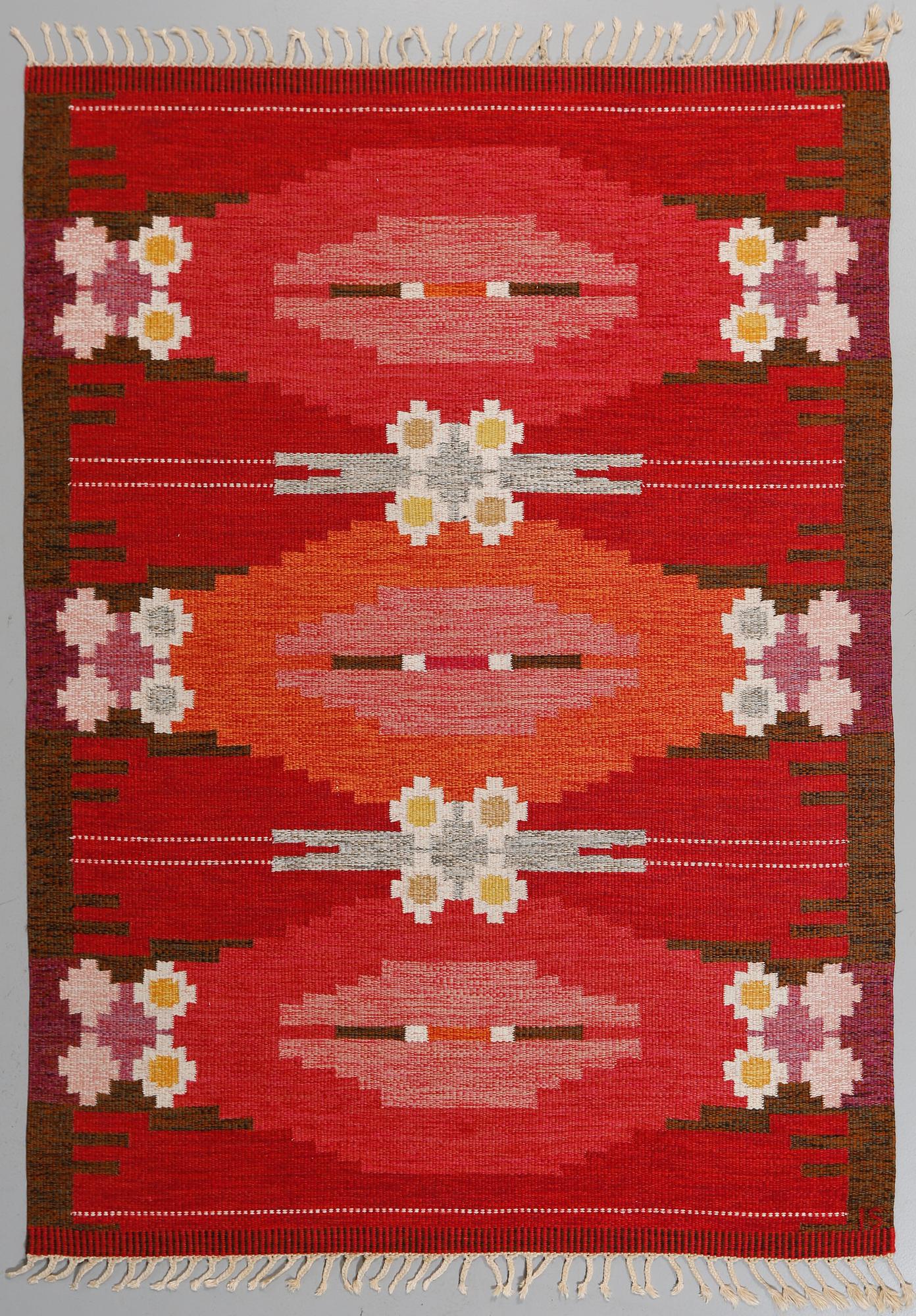 MATTA, rölakan, "Örbyhus", Ingegerd Silow, signerad IS, 1900-talets andra hälft, 230 x 166 cm.