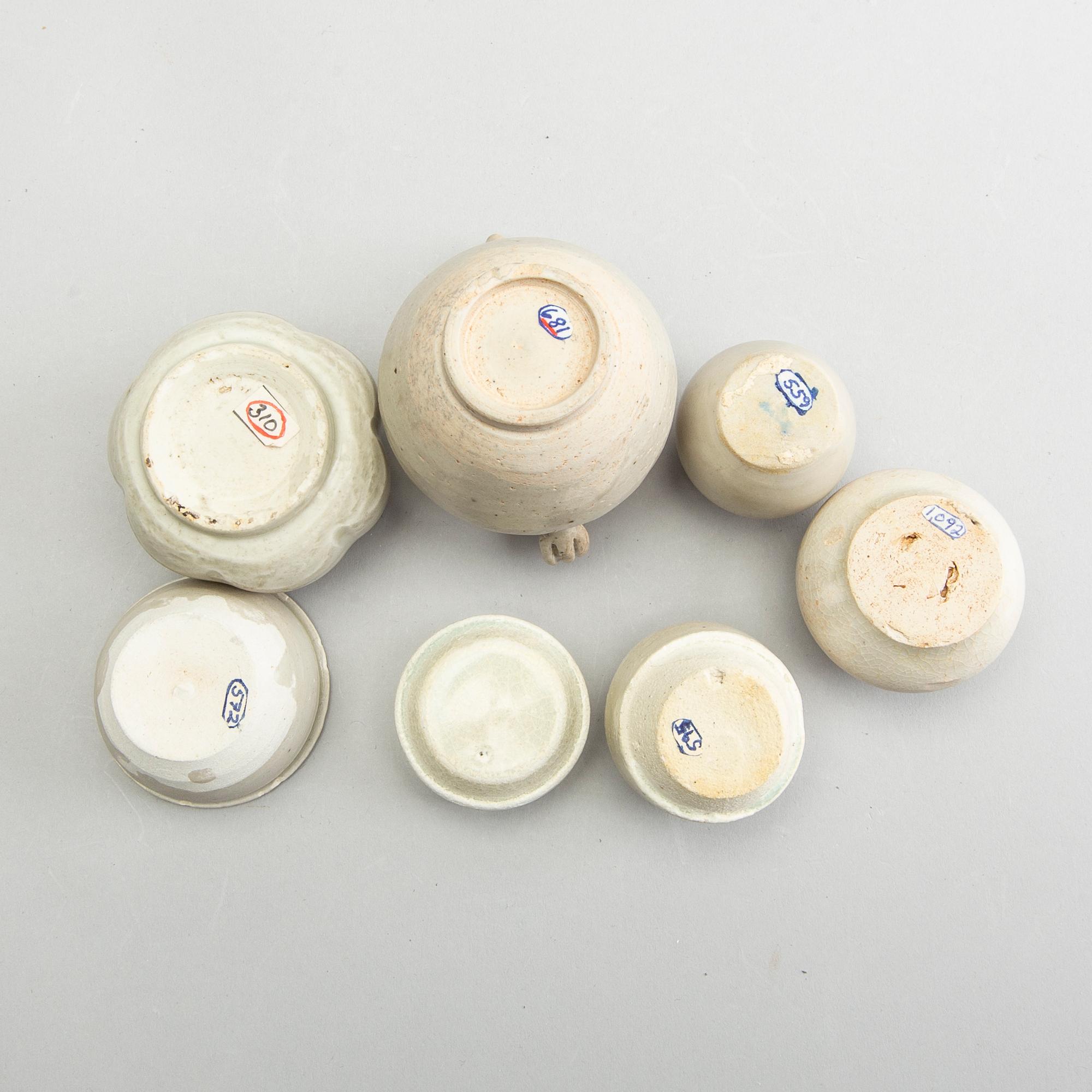 A group of pale celdaon glazed ceramics, presumably Yuan dynasty.