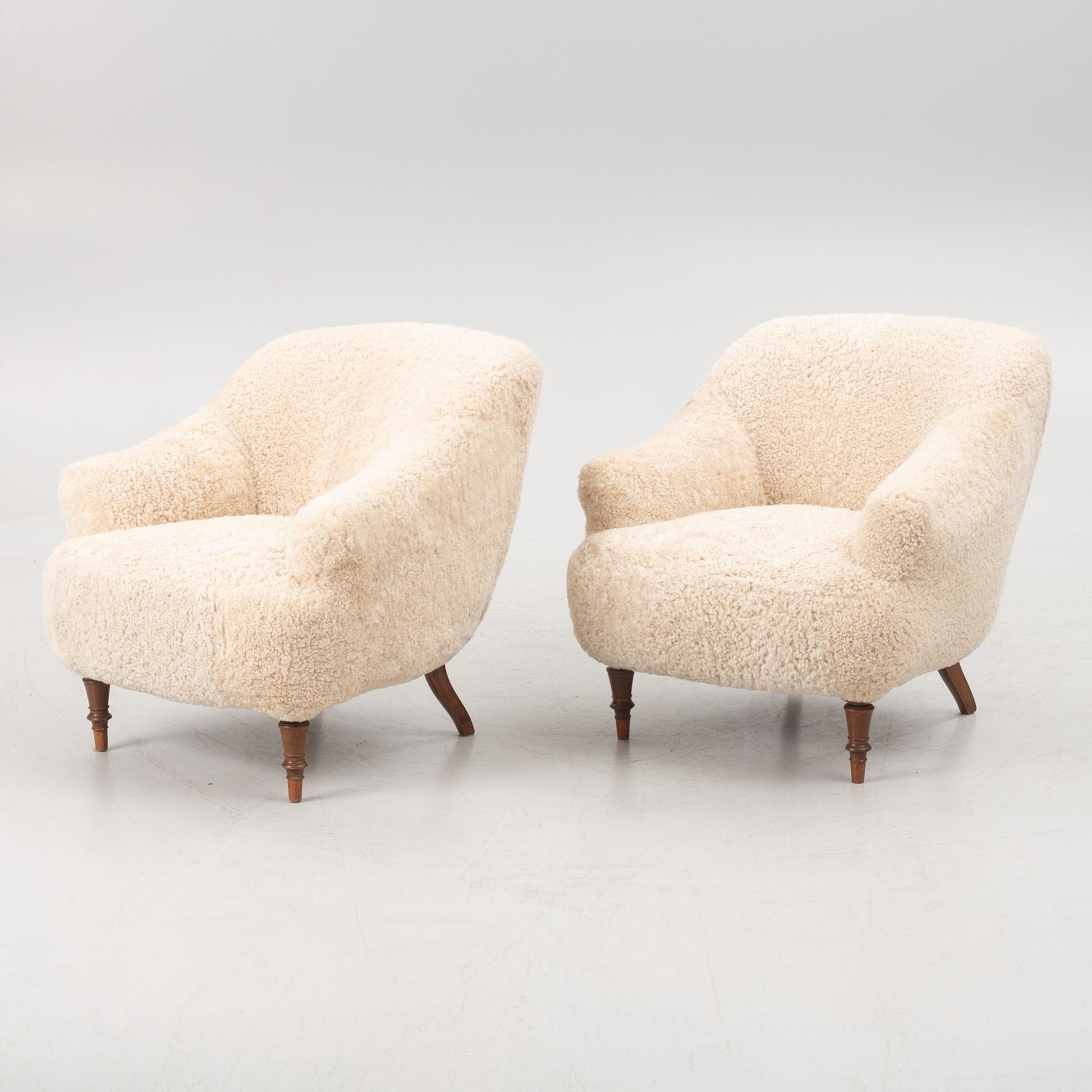 Armchairs, a pair, Swedish Modern, circa the mid-20th century.