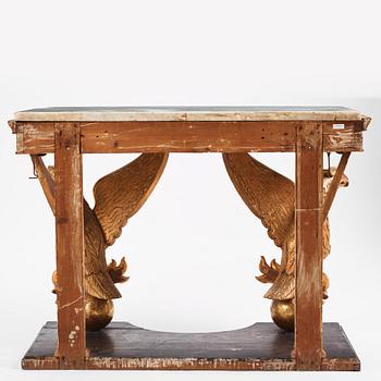 A Swedish Empire giltwood and marbe console, Stockholm early 19th century.