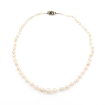 Necklace with natural and cultured pearls, accompanying GIA report.