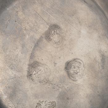 Four pewter plates, 18th-19th century.