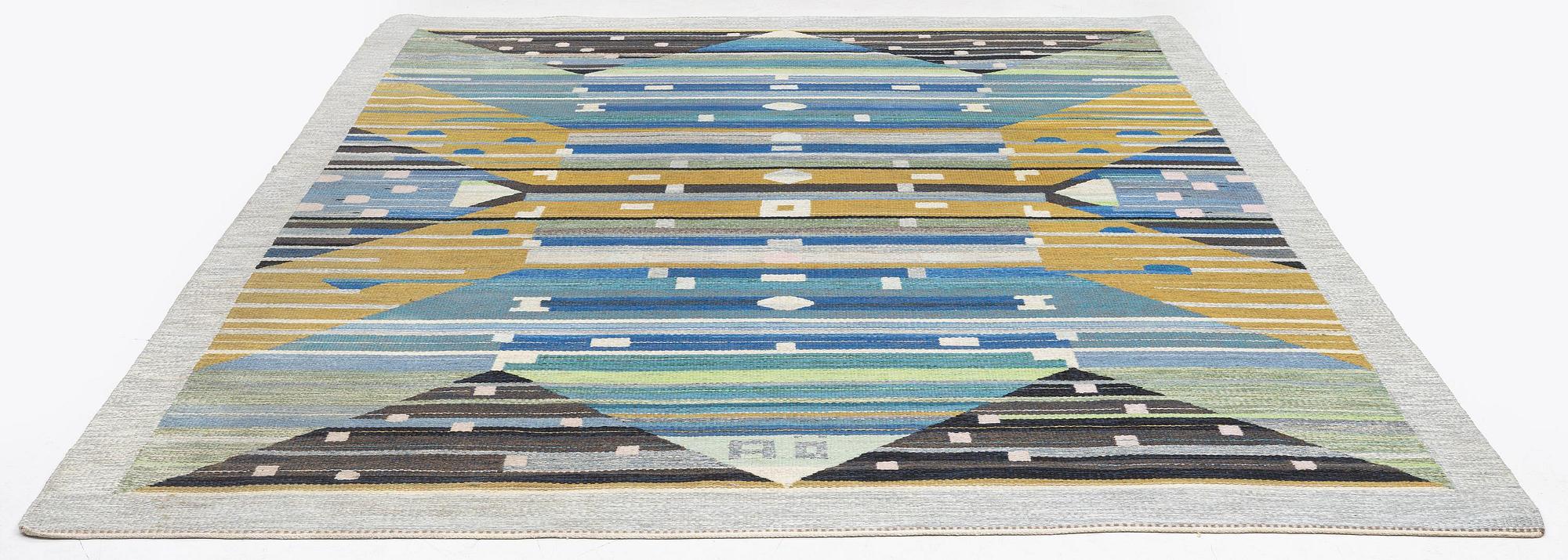 Agda Österberg, a carpet. 'Matta 232' or a variant of it, flat and tapestry weave, c. 352 x 240 cm, signed AÖ.