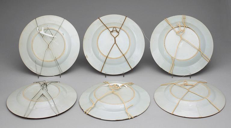 TALLRIKAR, 11 st, olika, porslin, Kina, Qianlong, 1700-tal.