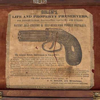 SLAGLÅSPISTOL, sk. Pepperbox, för sex skott, Allen & Thurber, omkring 1800-talets mitt. I låda.