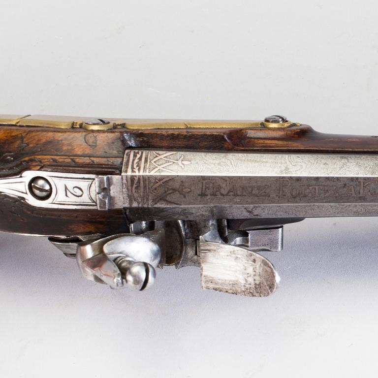 An early 19th century flintlock pistol by Franz Poltz a Karlsbad.