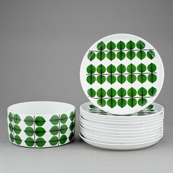 SERVISDELAR, 12 st, flintgods, "Berså", Stig Lindberg, Gustavsberg.