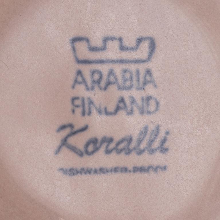 Ulla Procopé, kaffekoppar med fat, 11 st, porslin, "Koralli", Arabia, Finland.