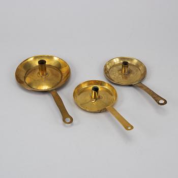 NATTLJUSSTAKAR, 3 st, mässing, 1700-tal.