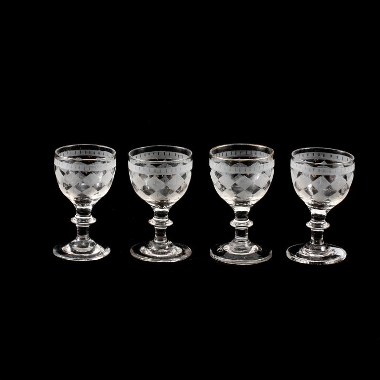 SHERRYGLAS, 4 st, empire, 1800-talets första hälft.