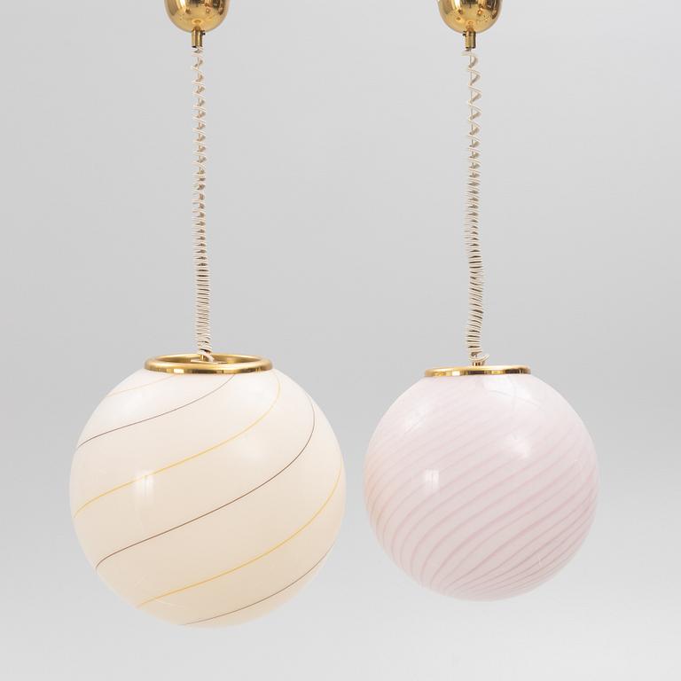 Two glass ceiling lamps,  Murano, Italy, late 20th century.