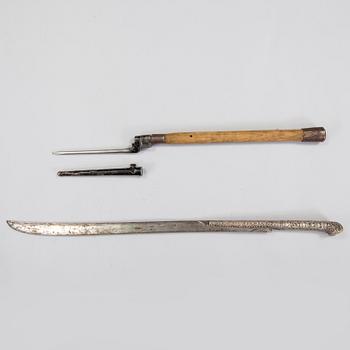 A ottoman yatagan and english bayonet, 19/20th century.