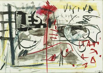 EMILIO VEDOVA, collage and mixed media on paper glued to canvas signed Vedova and dated 76.