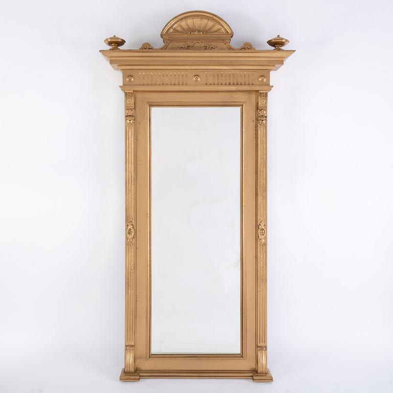 An end of the 19th Century rennaisance style bronzed mirror-.