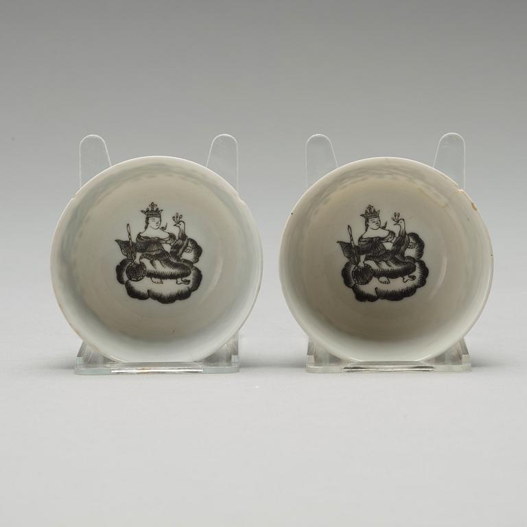A six part grisaille tea service, Qing dynasty, Qianlong (1736-1795).