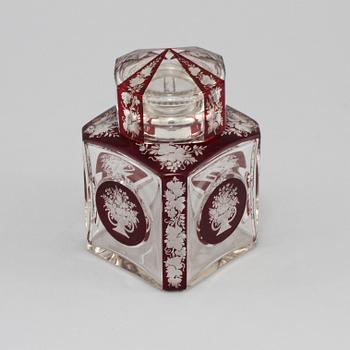 KARAFF, glas och silver, J H Werner, Berlin, omkring år 1900.