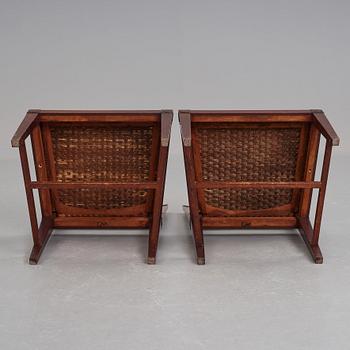 Carl Malmsten, a pair of Swedish Grace stained wood chairs, Stockholm 1920's.