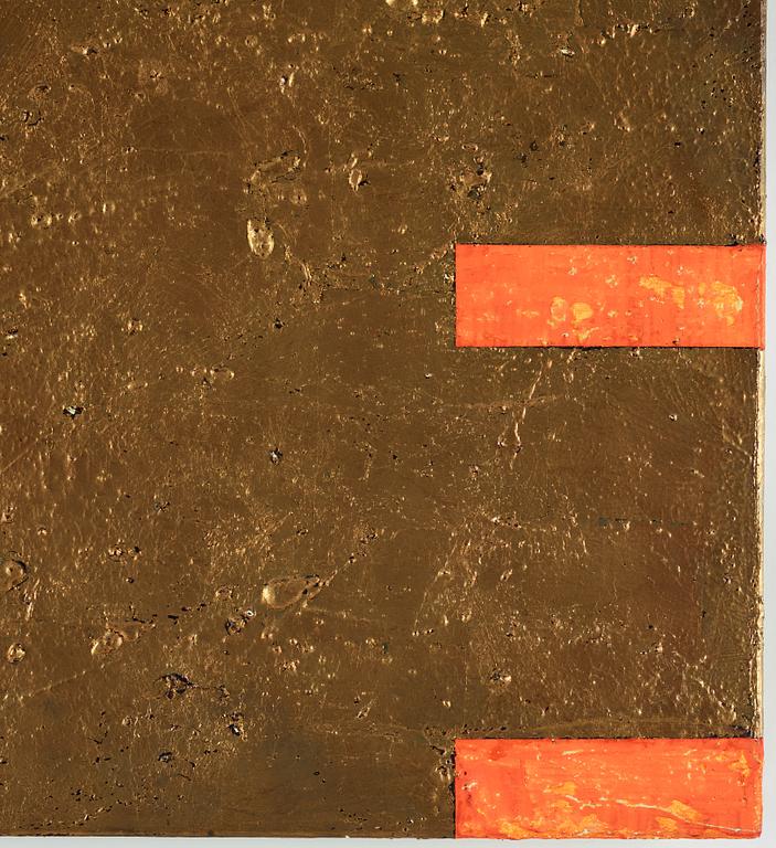 Gordon Hart, signed and dated 1984 on verso. Diptych. Gesso, silver leaf and metal leaf on panel.