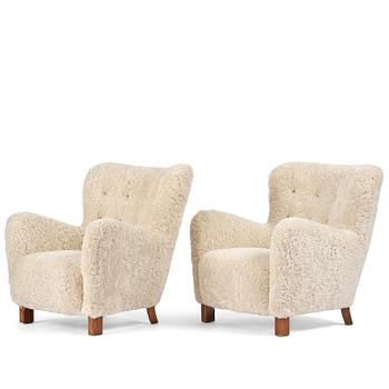 248. Danish Modern, fåtöljer, ett par, utförda av snickarmästare Peder Pedersen, Danmark, 1940-tal.