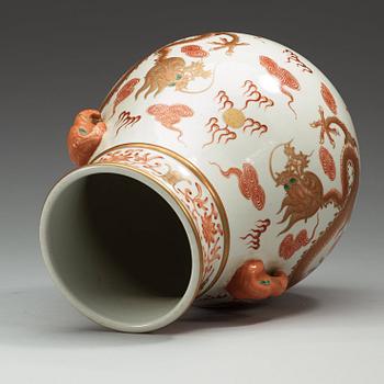 A iron oxide decorated vase, China, 20th Century, with Guangxu six character mark.