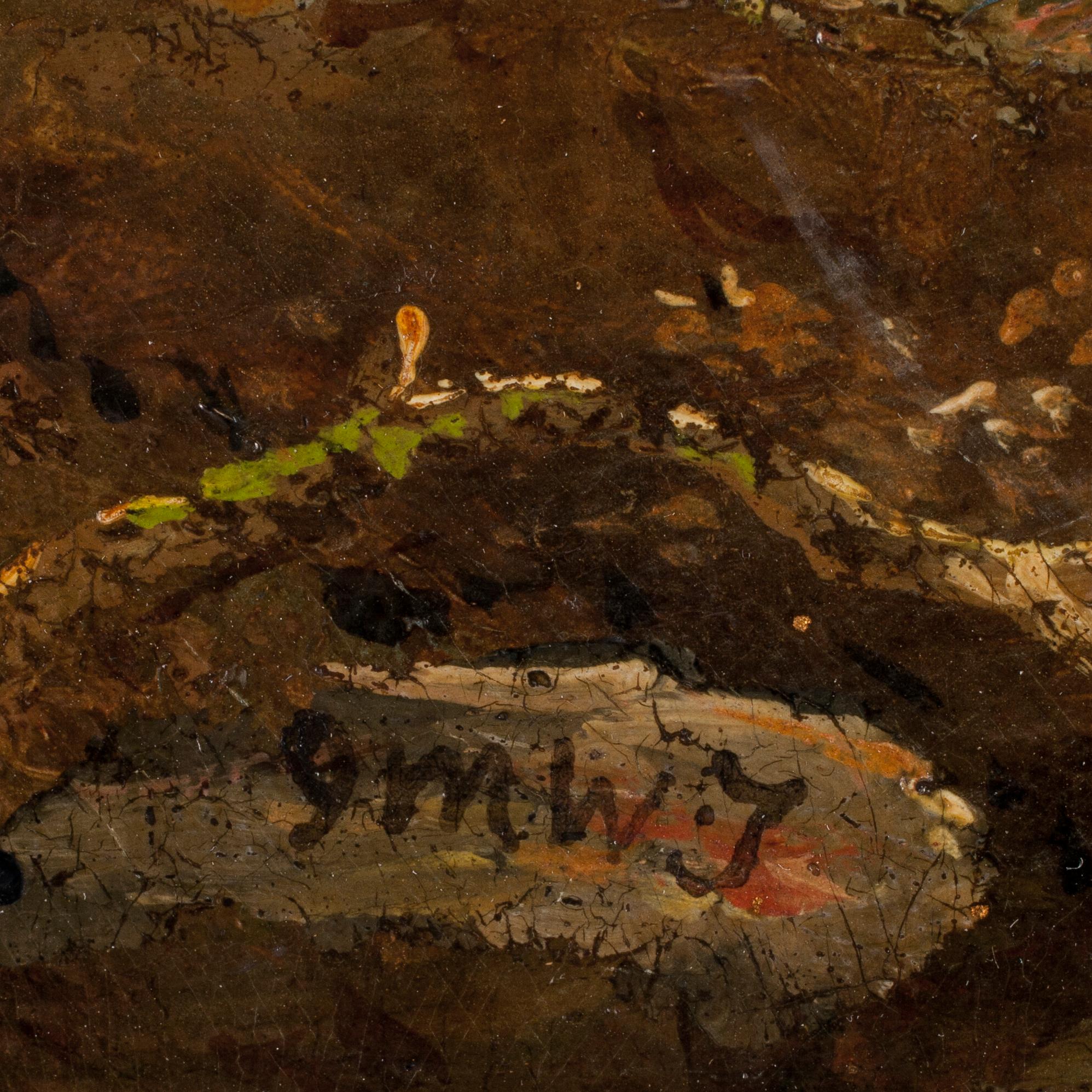 OKÄND KONSTNÄR, olja på pannå, signerad JMWT, 1800-tal.