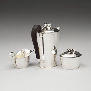 A W.A. Bolin three pcs coffee service, Stockholm 1950.