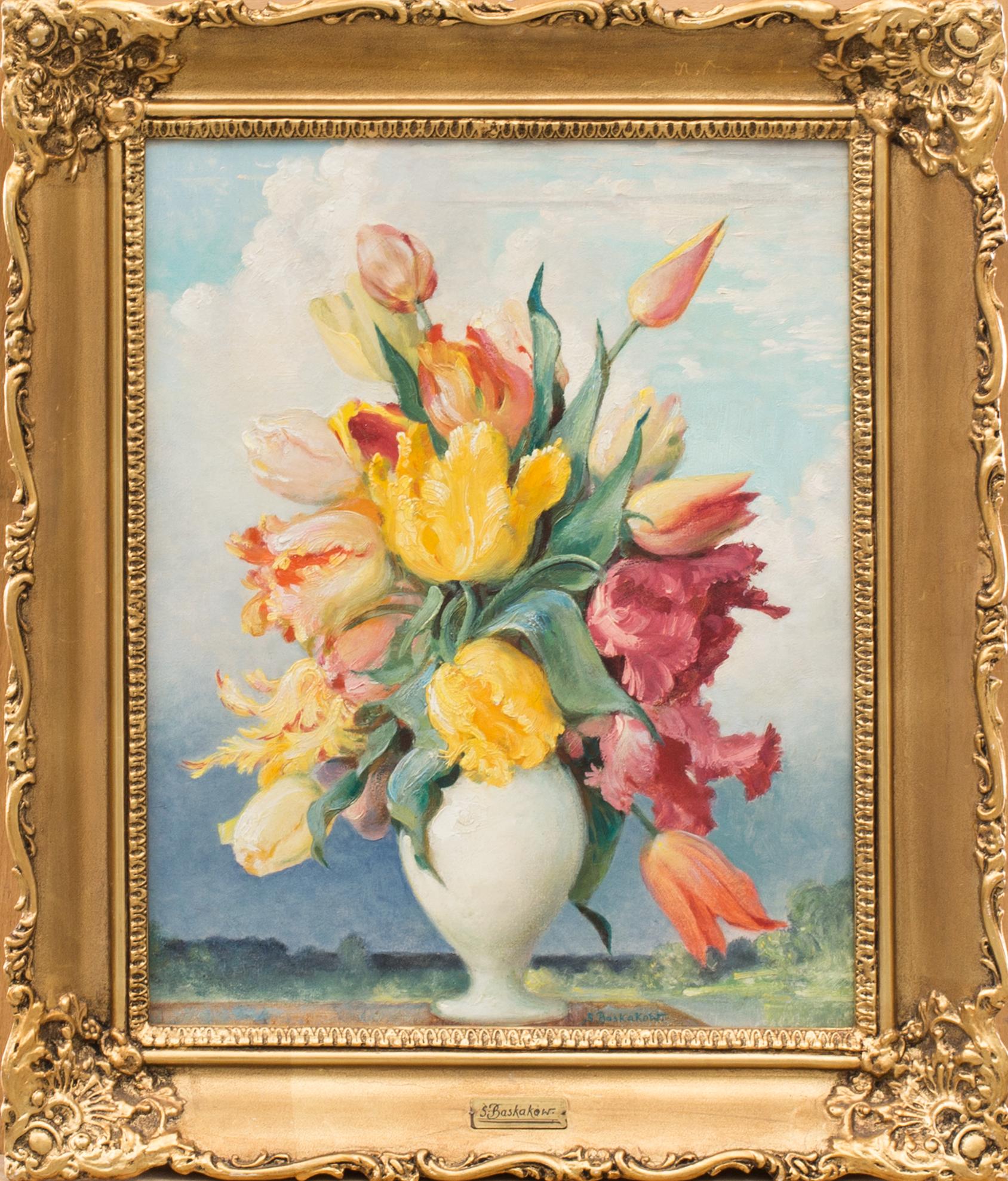 OKÄND KONSTNÄR, olja på duk, signerad S Baskakow.